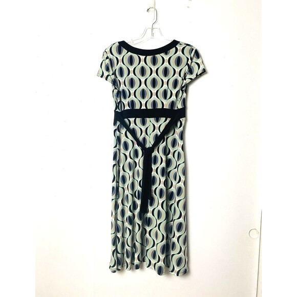 Dressbarn A-Line Dress Women's Size 4 Multicolor Geometric Tie Waist V Neck - Picture 2 of 13